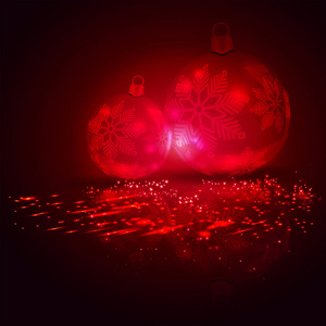 带有反射的圣诞球剪影的红色色调组成