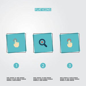 一组手势图标平面样式符号与放大, 单点击, 手势和其他图标为您的 web 移动应用程序徽标设计