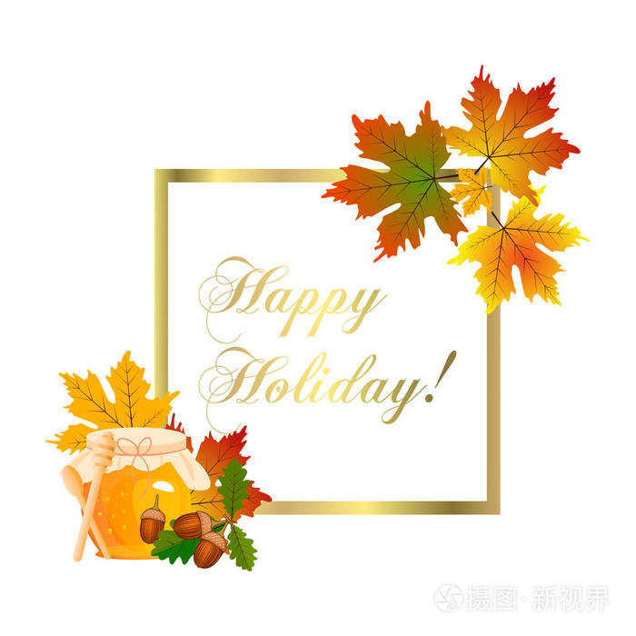 祝横幅设计卡通秋季问候收获季节节日小册子向