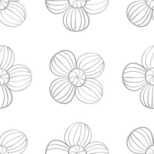 白色背景上的浅灰色花卉设计。 纺织品和壁纸的无缝图案