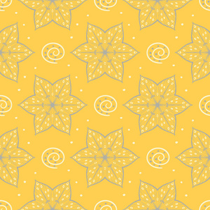 黄色花卉无缝图案。 背景与花设计壁纸，纺织品和织物