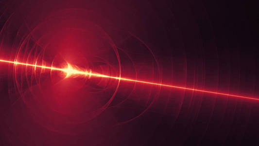 在黑暗抽象的背景空间宇宙发光的红色弯曲的线。插图