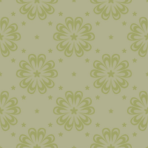 橄榄绿色花卉观赏设计。 纺织品和壁纸的无缝图案