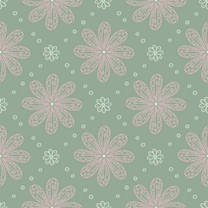 橄榄绿花无缝图案。 背景与花设计壁纸，纺织品和织物