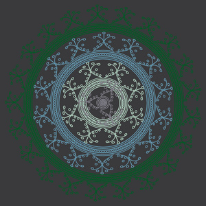 简单多彩的抽象曼陀罗。 明亮的圆形装饰品由简单的形状组成。