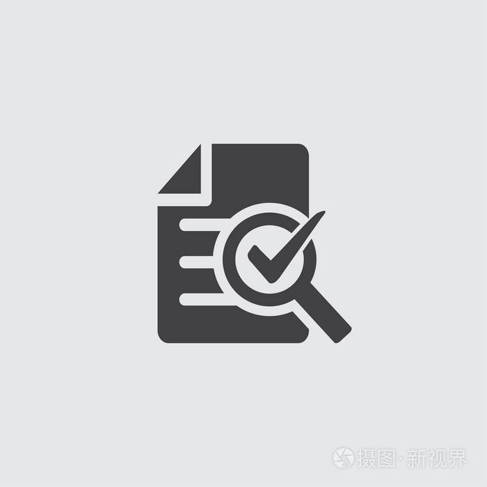 灰色背景上黑色的审计图标. 矢量图.