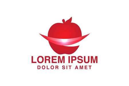 红苹果现代标志设计灵感隔离白色背景