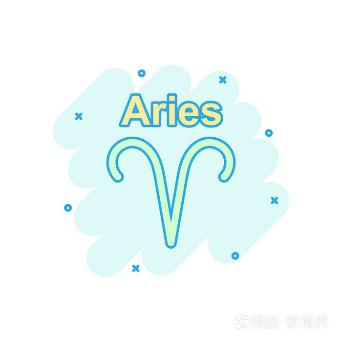 占星术标志插图象形图. 白羊座占星术业务飞溅效应的概念.