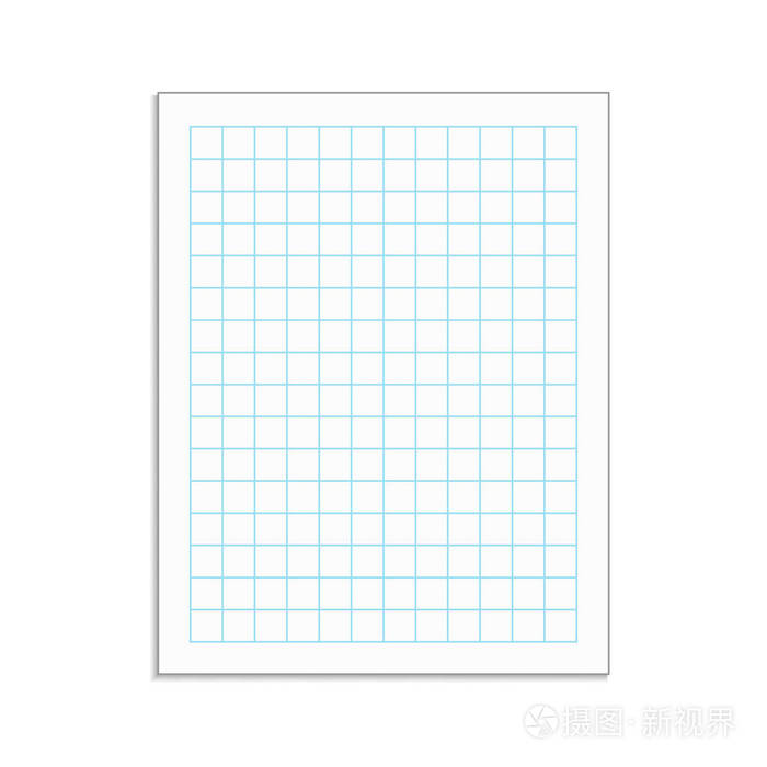 带有下降阴影的图形纸张带蓝线的方格纸矢量笔记本