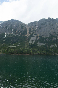 湖水上的山景