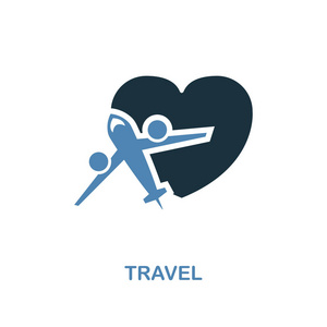 两种颜色设计中的旅行图标。简单的元素插图。旅行创意图标从蜜月收藏。用于网页设计应用程序软件和打印