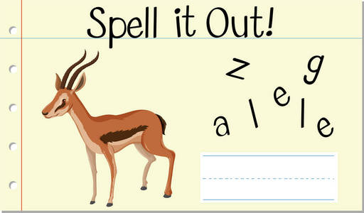 拼写英文单词瞪羚插图图片