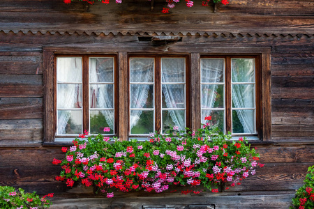 典型的瑞士木房子窗口