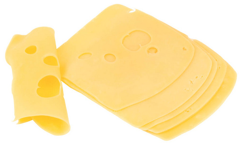 在白色背景上分离的奶酪片。