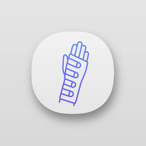 腕撑应用程序图标。手部矫形器。桡腕关节绷带..用户界面UX用户界面。手腕支持。