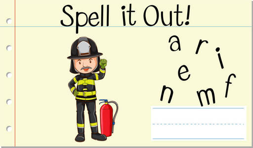 拼写英文单词消防员插图图片