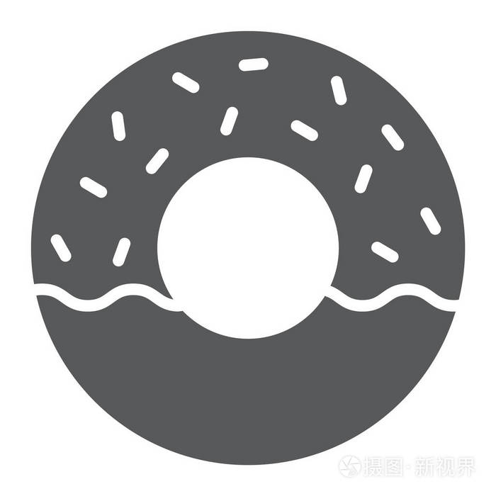 甜甜圈标志符号图标, 食物和甜, 蛋糕符号, 矢量图形, 白色背景上的