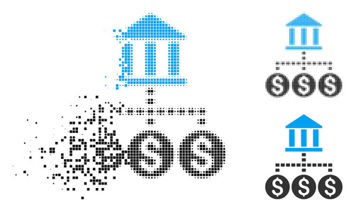 尘埃像素化半色调银行结构图标图片