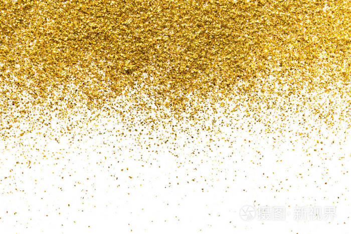 在白色背景的渐变形式的金色闪光