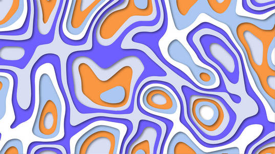 抽象的彩色封面。 下降阴影纸效果。 抽象背景。 波浪混合模式。 流体形状组成。 未来主义设计海报。 eps10载体。