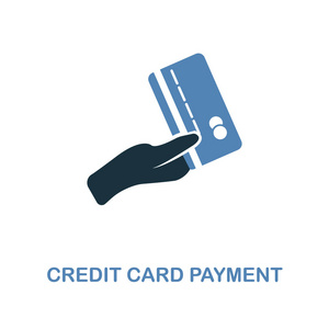 两种颜色设计的信用卡付款图标。像素完美符号从个人金融图标集合。ui 和 ux. 信用卡付款图标的插图。用于网页设计和打印