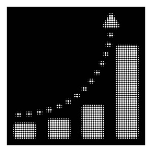 白色半色调条形图正趋势图标图片