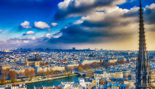 法国巴黎。 城市鸟瞰图。