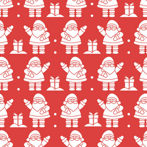 新年快乐2019和圣诞节无缝图案。 矢量插图与圣诞老人礼物。 包装织物印花的设计。
