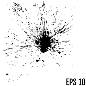 黑色墨水油漆斑点。 滴纹理隔离在白色背景上。 设置为Grunge飞溅纹理。 矢量图。