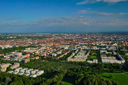 慕尼黑的鸟瞰图。德国慕尼黑巴伐利亚州