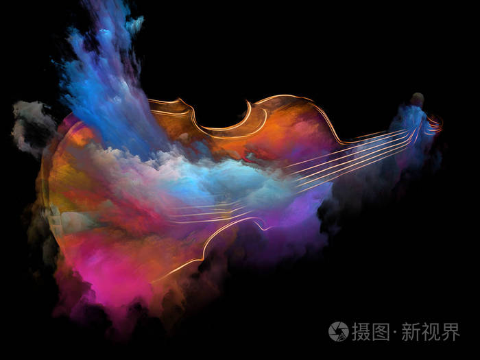 小提琴与抽象色彩绘画在乐器,旋律,声音,表演,艺术与创意等主题上的