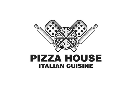 老式意大利披萨标志设计灵感隔离白色背景