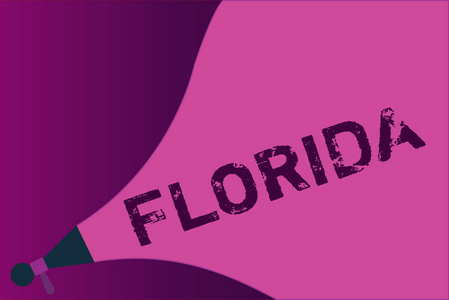 概念手写显示佛罗里达州。在美国东南部地区的商业照片展示国家阳光明媚的地方海滩