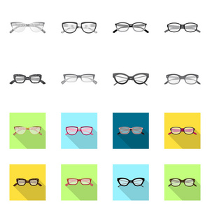 眼镜和框架标志的矢量设计。眼镜套和附件股票矢量图