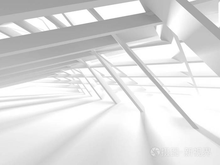 未来主义白色建筑设计背景 三维渲染图