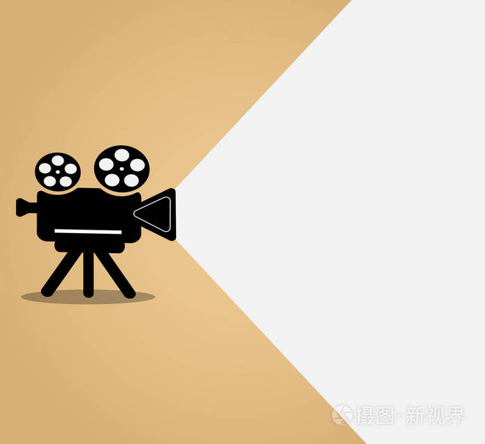 复古电影放映机电影背景. 插图与文字空间. 矢量横幅模板为您的设计.
