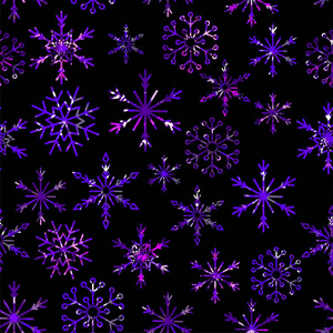 圣诞雪无缝的模式与美丽的雪花飘落和散落在瓷砖重复点缀的冬雪