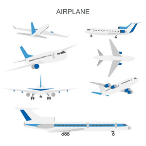 在白色背景上设置的飞机向量例证