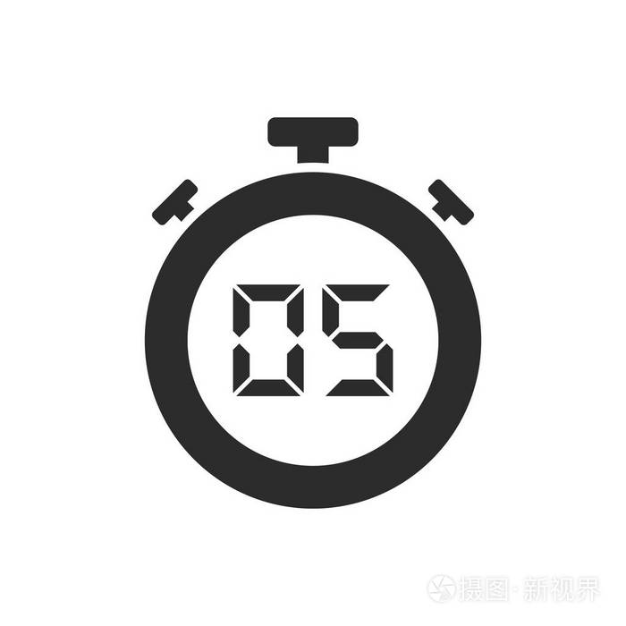 隔离秒表图标5秒. 矢量插图