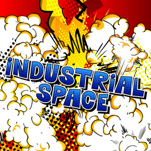 工业空间矢量插图漫画风格短语。