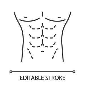 s abdominoplasty. Plastic surgery for men. Vector isolated outli