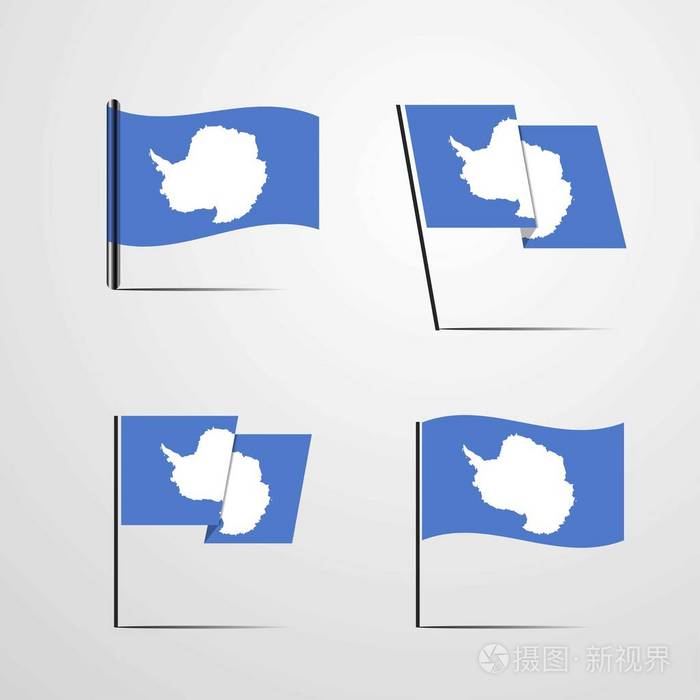 南极国旗图标矢量插图