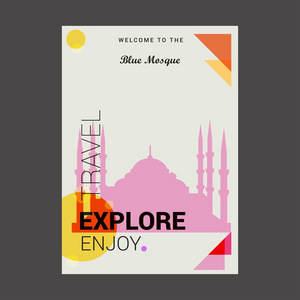 欢迎来到伊斯坦布尔蓝色清真寺探索旅行享受海报模板