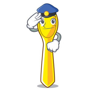 警察角色勺子塑料儿童餐矢量插图