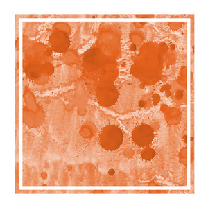 橙色手绘水彩矩形框背景纹理有污渍..现代设计元素