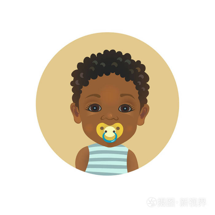 可爱的美国黑人婴儿与安抚奶嘴的表情.非洲儿童用奶嘴