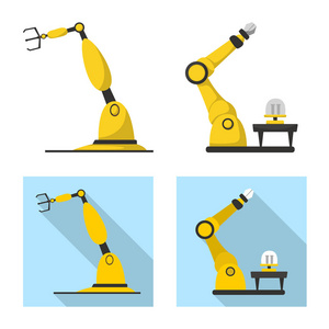 机器人和工厂标志的矢量设计。网络机器人与空间股票符号集
