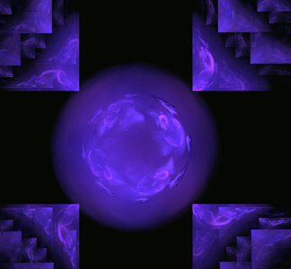 紫色分形圆球。 幻想分形纹理。 数字艺术。 三维渲染。 计算机生成的图像
