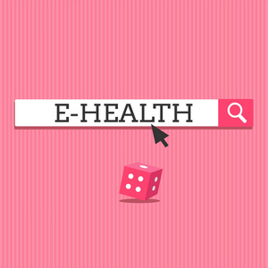 写笔记显示 E 健康。商业照片展示通过电子方法和沟通推动的医疗保健实践