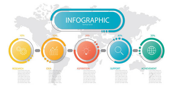 演示业务信息图形模板，抽象信息图形编号选项模板，用于网页设计，业务步骤选项，横幅。矢量图。